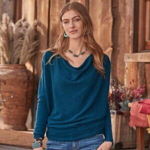 Sundance Blue 100% Cashmere Cowl Neck Sweater
